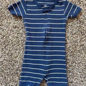 Toddler Boy Striped Snug Fit Cotton 1-Piece Pajamas - Navy